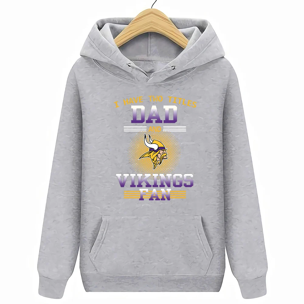 Серый Толстовки и толстовки из хлопка с надписью «Vikings Fan» и «Dad And Minnesota» - Цвет: Серый