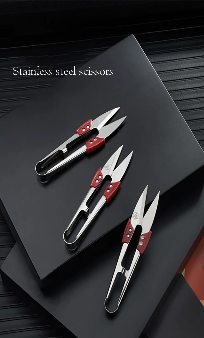 Description Picture 2 of itemU Shaped Household Spring Yarn Scissors Embroidery Scissors Nippers DIY Trimming Sewing Shears Cutter Fabric Thread Scissors