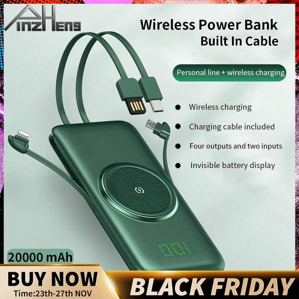 PINZHENG 20000mAh Qi Wireless Charger Power Bank