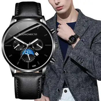 

2020 Men Watch Fashion Luxury Leather Strap Ultra-thin Calendar Quartz Clock Leisure Business Men's Watches relogio masculino
