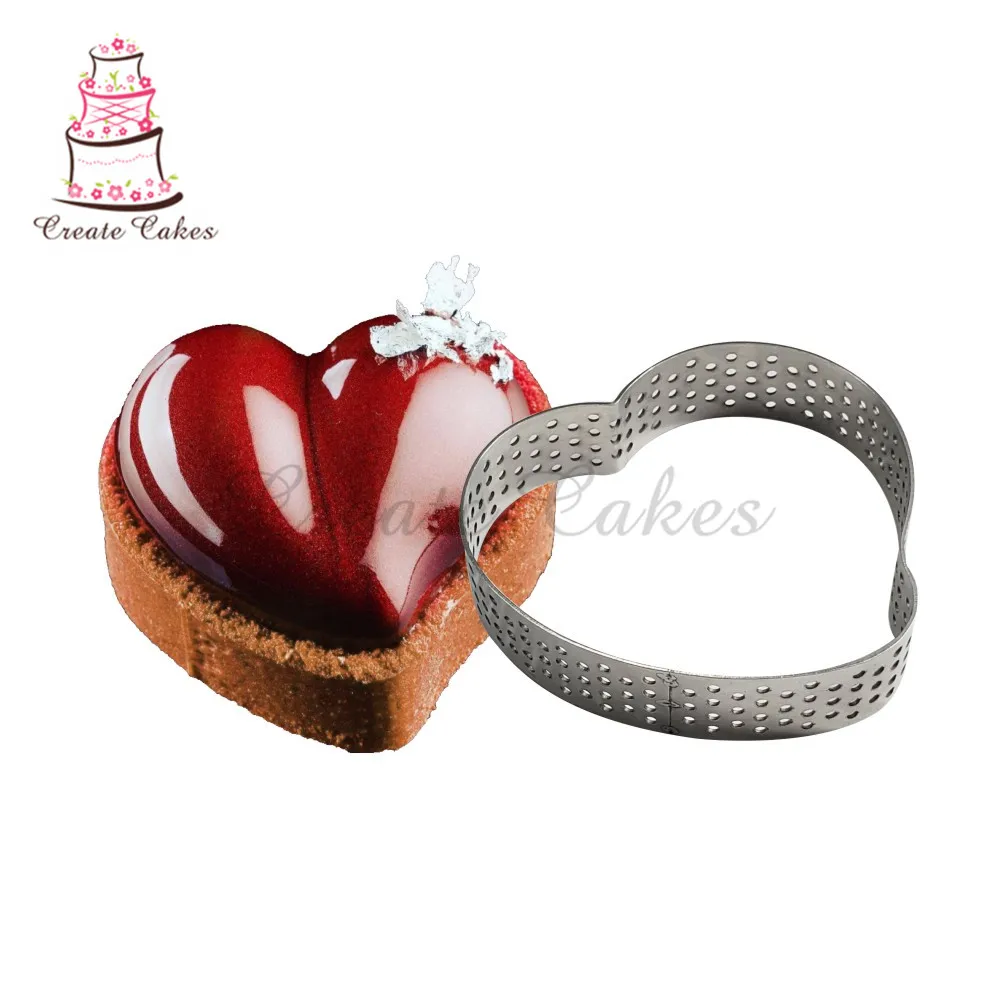 1 шт. сердце мусс сшитое Tart кольцо нержавеющая сталь перфорированная торт мусс круг Форма для кексов украшения торта инструмент для выпечки