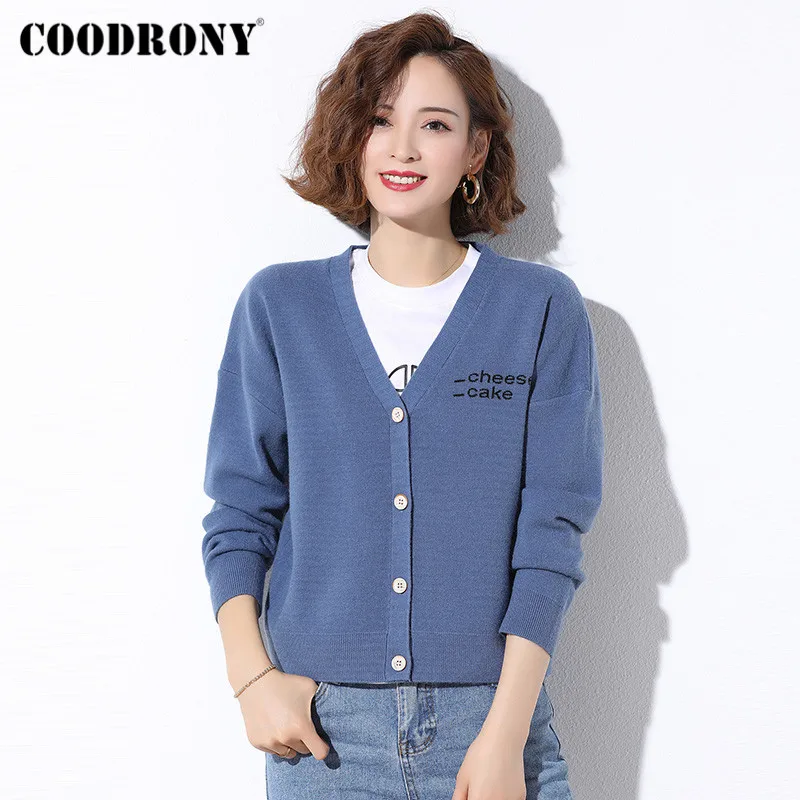

COODRONY Brand Cardigans 2020 Autumn Winter Streetwear Fashion Letter Sweaters Female Knitted Casual Slim Women's Clothing W1053