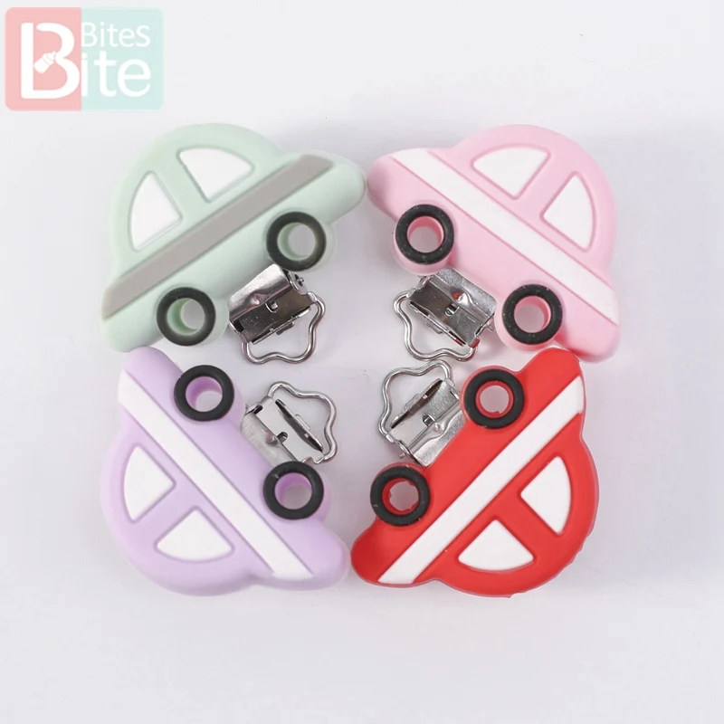 Bite Bites 1PC Baby Pacifier Clips Silicone Cartoon Car Clip Soother Holder DIY Infant Pacifier Nipples For Baby Teether Product