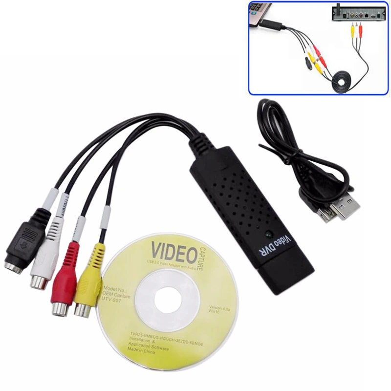 Портативный Легкий колпачок USB 2,0 Видео крышка туры карты адаптер VHS на DVD видео конвертер захвата ТВ тюнер карты для Win7/8/XP/Vista P0.11