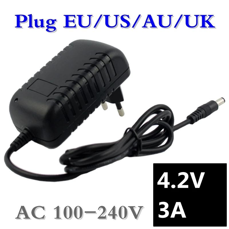 4,2 V 3A 5,5*2,1mm AC DC адаптер питания зарядное устройство для 1 серии 4,2 V 3,7 V 3,6 V 18650 Li-Ion Li-po батареи