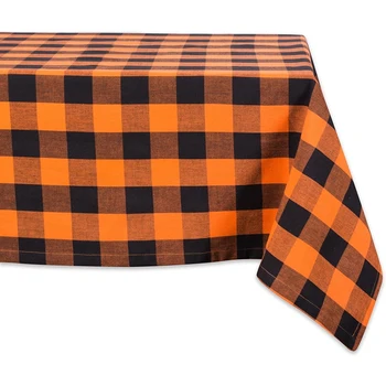 

Buffalo Check Tabletop Family Dinners, Special Occasions, Barbeques, Picnics and Everyday Use Tablecloth,Orange & Black
