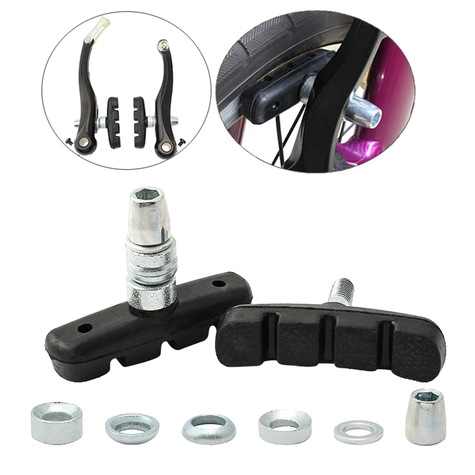 Rubber 54mm Bike V Brake Pad Replacement V Brake Blocks Shoes Brakes