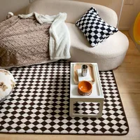 Cutelife Nordic Black Lattice Soft Fluffy Wool Carpet Home Decoration Floor Living Room Carpet Large Hall Outdoor Bedroom Rugs 1