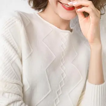 

2020 WOMEN Autumn OL temperament pullover long-sleeved round-neck slim-fit sweater women's sweaters joined