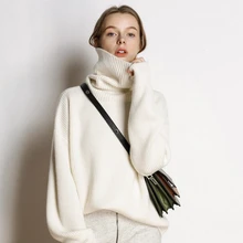 Women Casual Turtleneck Wool Warm Pullover Ladies Elegant Stripes Baggy Knitted Sweater Autumn Winter Pull Col Roul Femme Hiver Women Casual Turtleneck Wool Warm Pullover Ladies Elegant Stripes Baggy Knitted Sweater Autumn Winter Pull Col Roul Femme Hiver