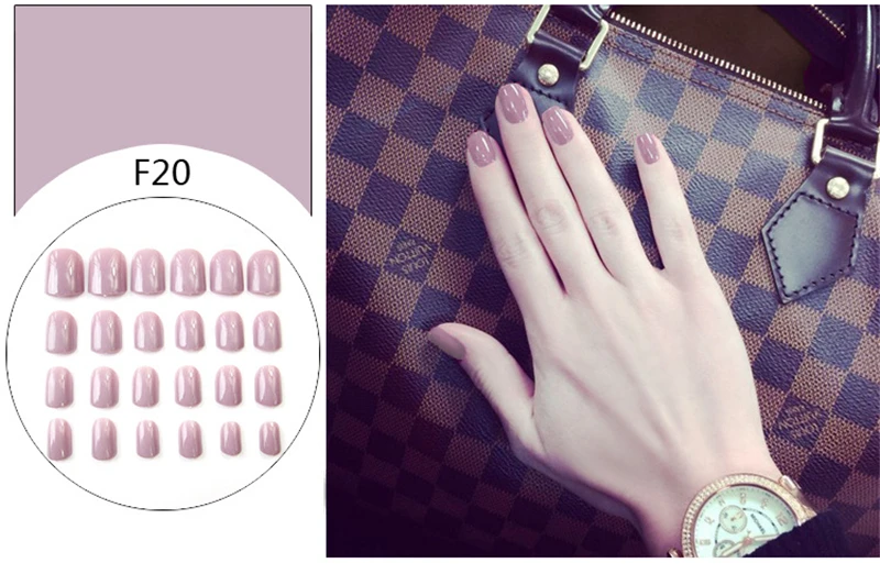 24 шт маникюрные накладные ногти патч законченный сплошной цвет серая фасоль паста Тыква Цвет ногтей патч коллекция ногтей наклейки доступны