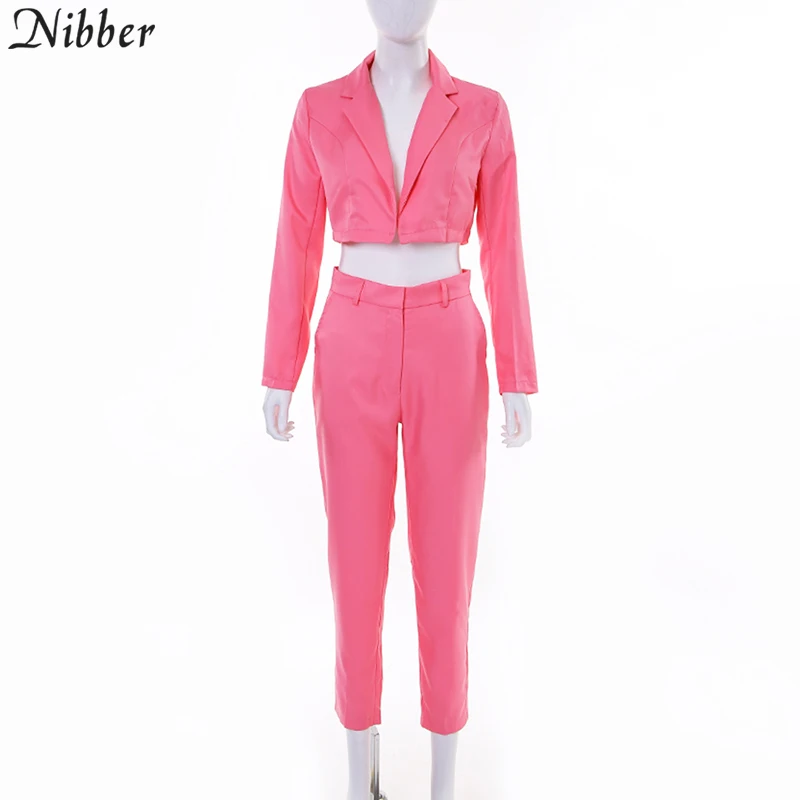 Nibber, неоновый цвет, тонкое пальто, кардиган, pantalon femme, 2 предмета, костюмы для женщин,, осень, зима, для офиса, для девушек, уличный повседневный комплект