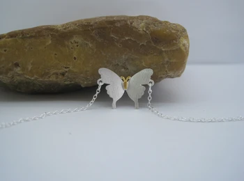 

Pure Silver 925 Sterling Silver Bracelets Two Tone Color Butterfly Brushed Silver S925 Design Fashion (BLY)