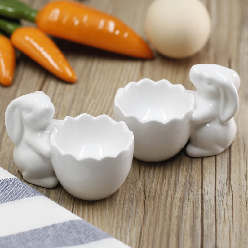 

Creative Non-stick Egg Tray Ceramic tableware rabbit shape egg cup Holder Egg Tool Breakfast steam rack mold kitchen accessories