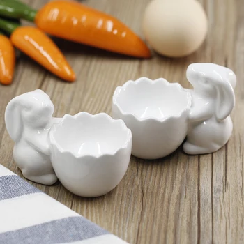 

Creative Non-stick Egg Tray Ceramic tableware rabbit shape egg cup Holder Egg Tool Breakfast steam rack mold kitchen accessories