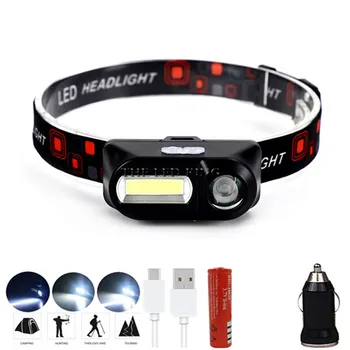 

5800LM MINI T6+COB LED Headlight Headlamp Head Lamp Flashlight USB Rechargeable 18650 Torches Camping Hiking Night Fishing Light