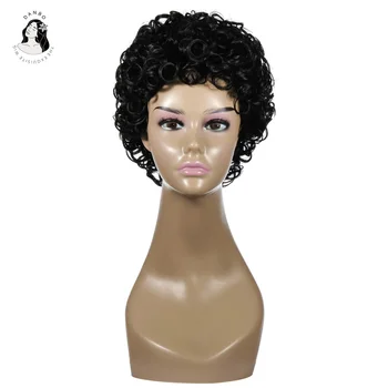 

DANBO Wig Elf Black Women Short Hair Wig Human Hair Wig High Temperature Resistance
