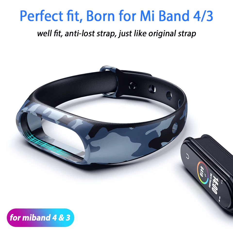 Ремешок Камуфляжный для Xiaomi Mi Band 5 4 3 силиконовый браслет MI Band4 Band5 band3|Ремешки