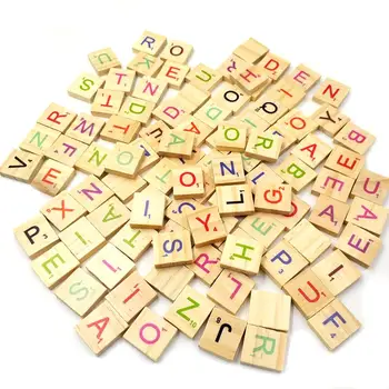 

100Pcs Wooden Letter Alphabet Scrabble Number English Words Kids Educational Toy Letters & Numbers Digital Puzzle