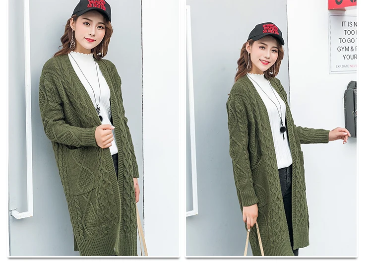 Winter Autumn Long Female Cardigans Latern Sleeve Casual Knitted Poncho Sweaters Oversized Long Cardigans Korean sueter