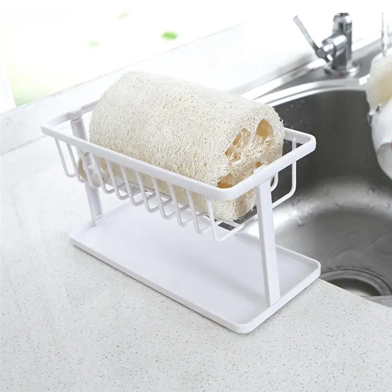 2 шт губка дренажный стеллаж для хранения 2 уровня полка жидкого мыла стальной шар стеллаж для хранения(белый+ серый