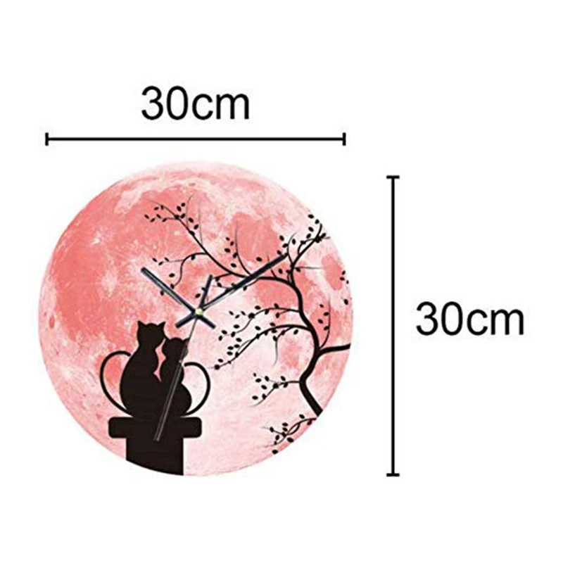 Lovely Wall Clock Glowing Moon Luminous Moonlight Glow in the Dark Clock for Kids Living Room Baby Playroom Home Office