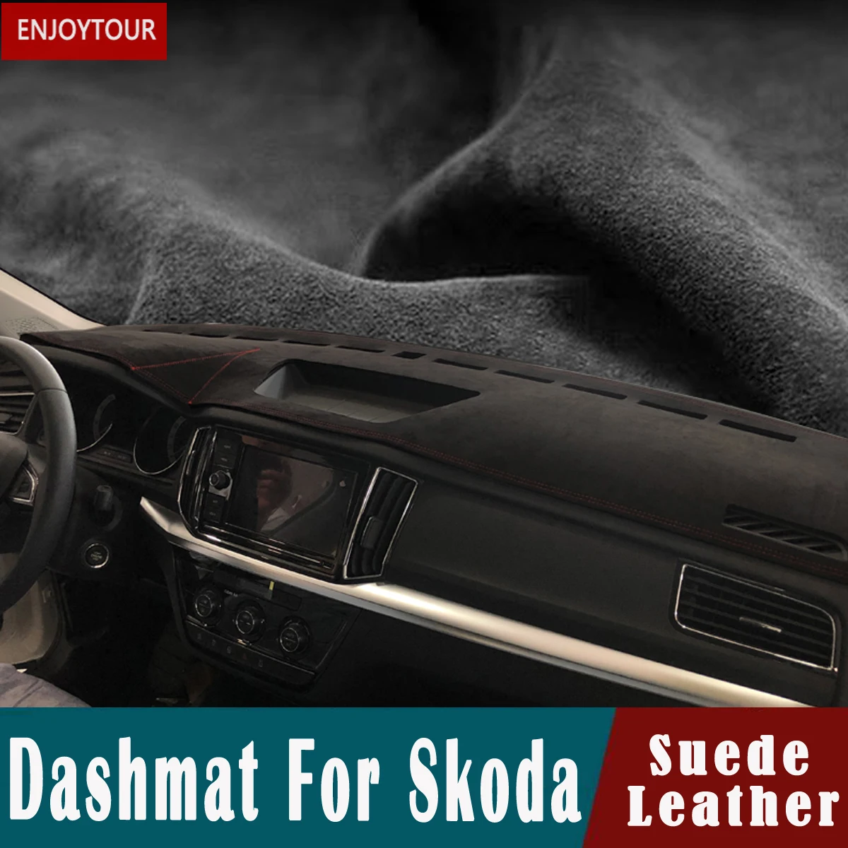 Для skoda Fabia Octavia Rapid Superb Kodiaq Karoq Yeti KAMIQ замшевый кожаный коврик для приборной панели, коврик для ковров, аксессуары для автомобиля