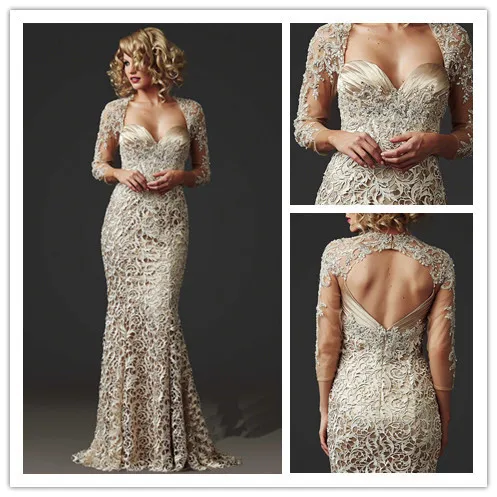 

MANSA 2016 Elegant Sweetheart Mother Of The Bride Lace Dresses Gorgeous Long Sleeve Mother Bride Dress Vestido Madrinha