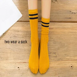 10-Color Women's Cotton Socks Japanese-Style Striped Ins Casual Low-Top Comfortable Breathable Slip Socks Two Wear