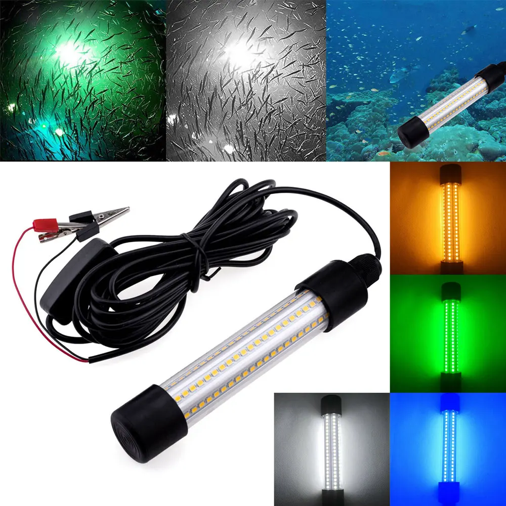 1200LM 12V светодиодный погружной свет для рыбалки подводный водонепроницаемый приманка для рыбы наживка Finder лампа белый теплый зеленый синий свет