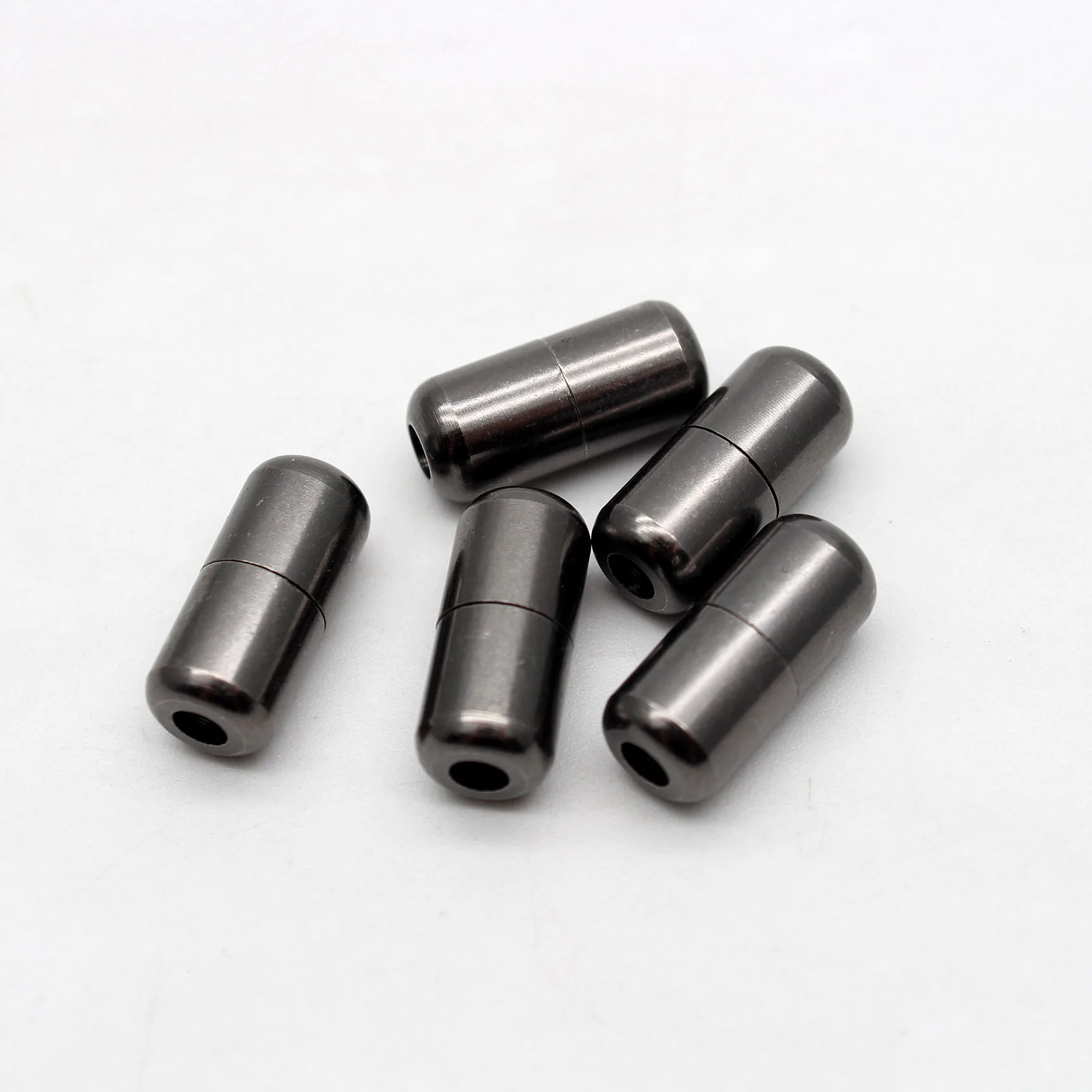 Gunmetal Black 5 комплектов, баррель, медные винтовые застежки, концевые крышки шнура, соединитель для браслета, ожерелья, ювелирных изделий, размер отверстия 3,6 мм - Цвет: Gunmetal Black
