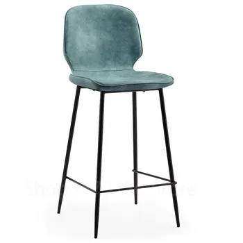 

Modern American Industrial Style Bar Chair Retro Iron Bar Chairs Coffee Chair Front Desk Chair Simple PU Leather Bar Stool
