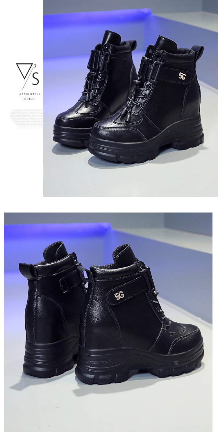 Г., ботильоны в стиле милитари женские осенне-зимние ботинки на толстой подошве обувь на массивной платформе удобные зимние женские кожаные кроссовки