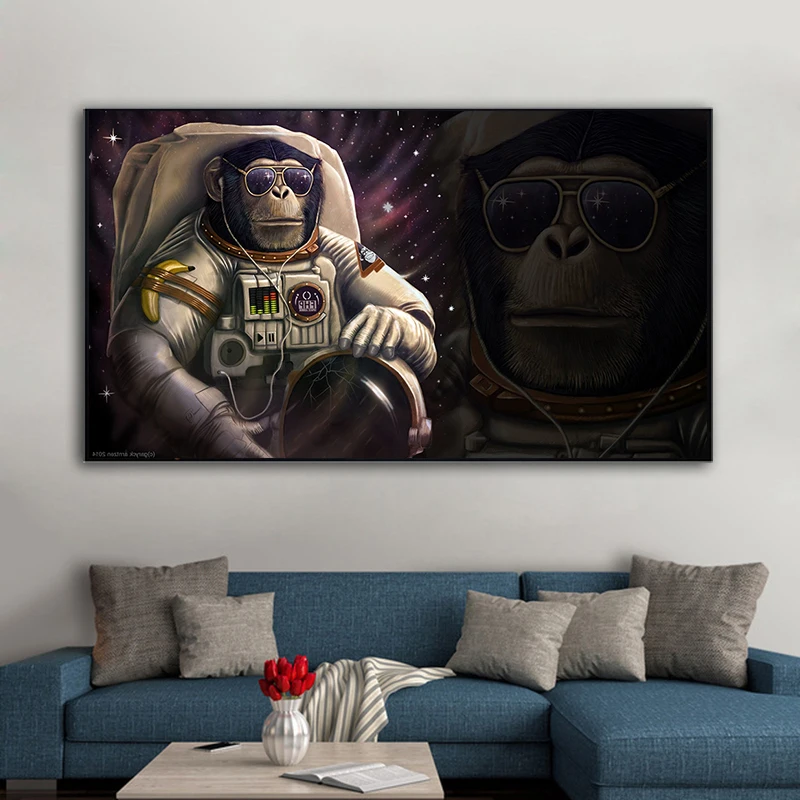 Современный астронавт обезьяна Wall Art Печать на холсте Абстрактная живопись Животные Поп-Арт холст картины, настенные декорации фотографии домашний декор