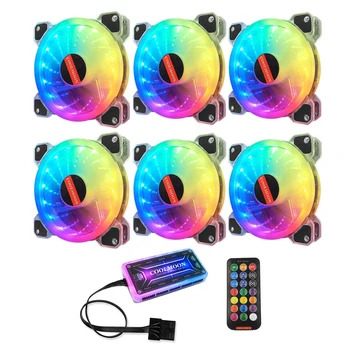 

COOLMOON Computer Chassis Cooling Fan, 12cm Chassis Fan RGB Mute Computer Chassis Cooling Fan CPU Chassis Fan(6PCS)