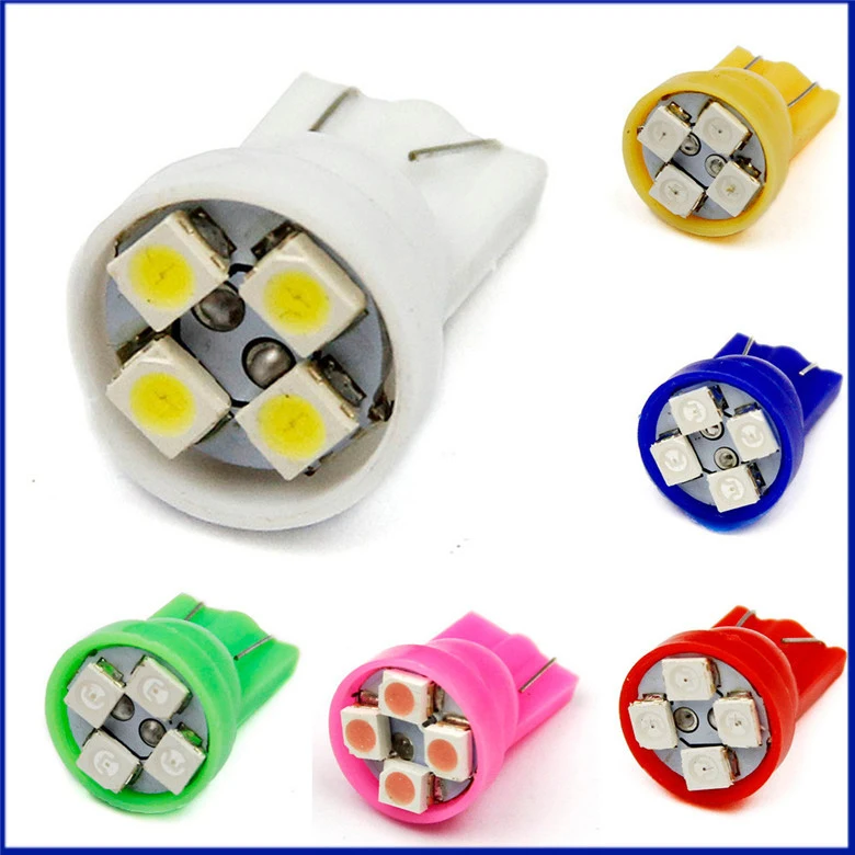 

100PCS T10 194 168 W5W 12V 24V 1210 4 SMD High Power LED Light Bulbs White Blue Pink Red Super Bright Parking Lights Turn Lamps