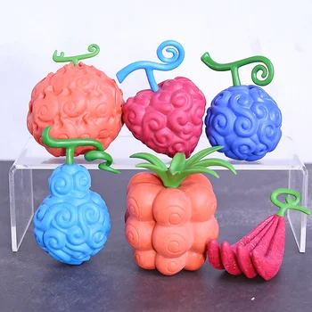 

Anime One Piece Devil Fruit Gum-Gum Flame-Flame Op-Op Chop-Chop Ox-Ox Human-human Fruits PVC Figures Toys 6pcs/set