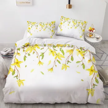 

Simple Bed Linen Custom Design Modern Quilt Cover Sets White Pillow Covers King Queen Super King Twin Size 3D Flower Bedclothes