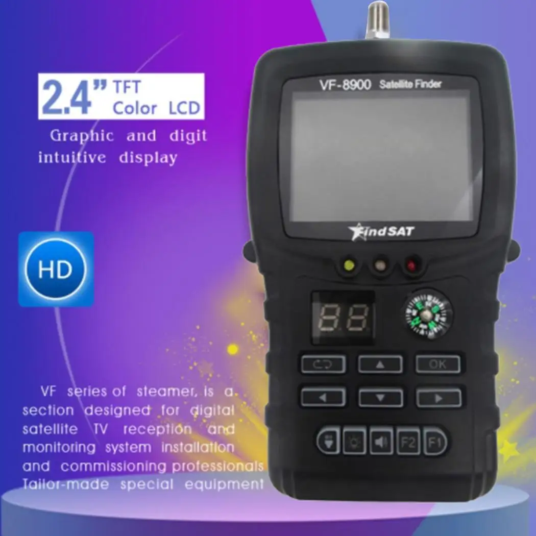 Многофункциональная VF-8900D HD искатель звезд с 950~ 2150 МГц 75 13/18 в, 350mA 12 V, 1000 мА/ч, фонарик-Компас