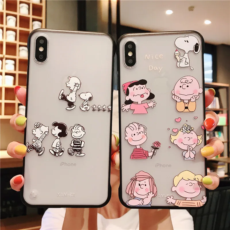 

HYSOWENDLY Cartoon Charlie Clear Phone Case for iPhone X XR XS Max 6 6s 7 8 Plus Silicone Plastic Bumper Frame Protective Covers