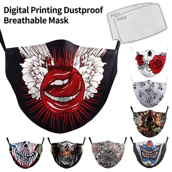 

Reusable Anti-dust Protective Face Masks Funny Big Mouth Joker Printed Masks Adults Unisex Multicolor Clown Masks