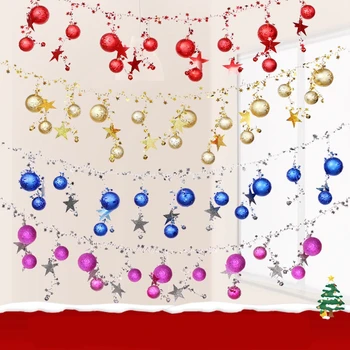 

1pcs Christmas Colorful Ball Bell String Pendant 2M Star Ball Strings Hanging Ornament Christmas New Year Party Home Hotel Decor
