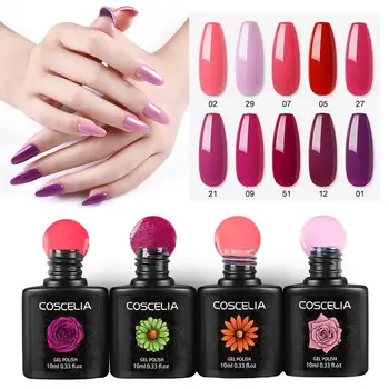 

COSCELIA 8Pcs/Set Gel Polish Set All For Manicure Semi Permanent top coat UV LED Gel Varnish Soak Off Nail Art Gel Nail Polish