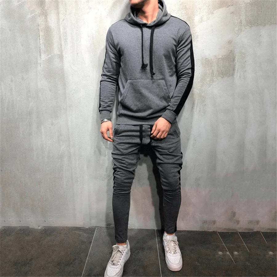 Men Sports Suits Sweatshirts Hoodie Streetwear Hip Hop Tracksuit Gym Jogging Suits Sportswear Training Pants Run Fitness Clothes