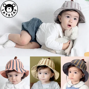 

Baby Striped New Cap Cotton Cute Leaf Bucket Hat Baby Spring Autumn Kids Hat Toddler Baby Accessories 1pc