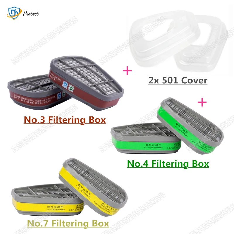 2pcs/Set New Gas Mask Replaceable Filtering Cartridge Box For 6200/7502/6800 Mask Chemical Respirator Painting Spraying Safety