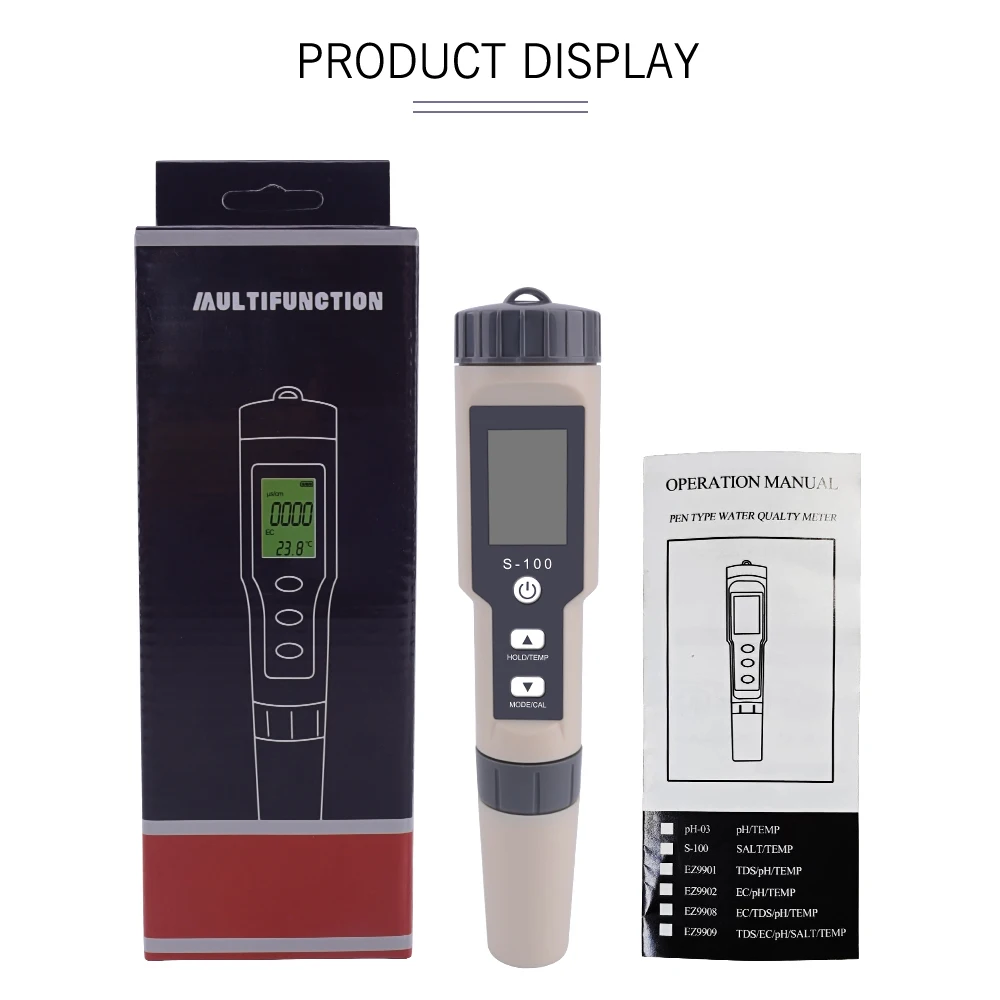 Yieryi S-100 Salinometer 4 в 1 TDS/EC/соленость/Tem Цифровой Измеритель Качества Воды Тестер для бассейна спа тестер солености