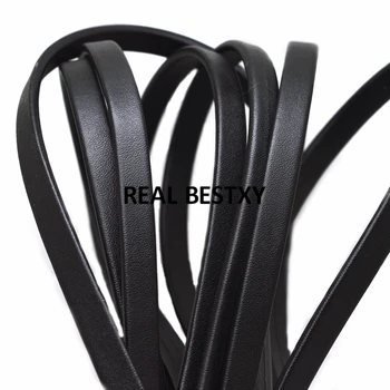 

2m/lot approx 9.6*3.7mm black smooth wide flat leather cords for bracelets making flat wide strings for jewelry making diy cords