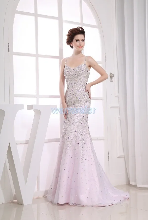 

free shipping 2016 new design rhinestone mermaid custom size/color strap crystal hot seller brides maid sexy long prom dresses