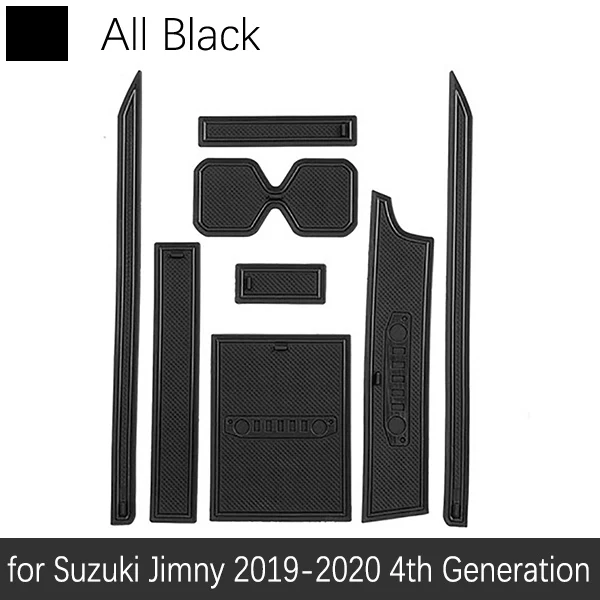 Black Противоскользящие резиновые чашки подушки двери паз коврик для Suzuki Jimny JB64 JB74 Jimny Sierra автомобильные аксессуары коврик для телефона - Название цвета: Black